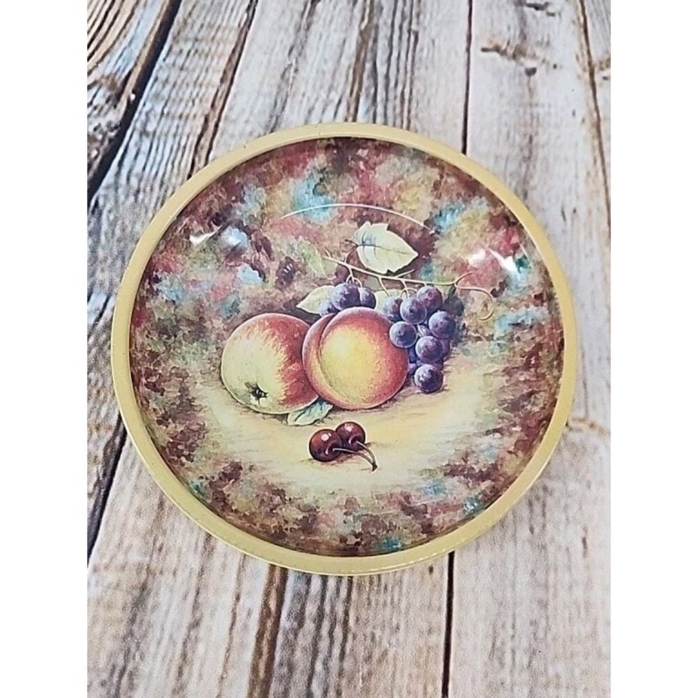 Vintage Daher Decorated Ware Tin Plates Fruit Design 6 1/4" Diameter England